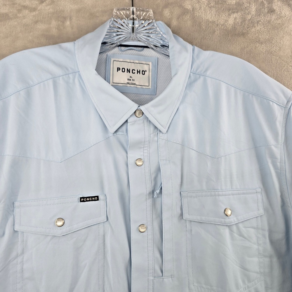 PONCHO Light Blue Casual Button-Down Shirt